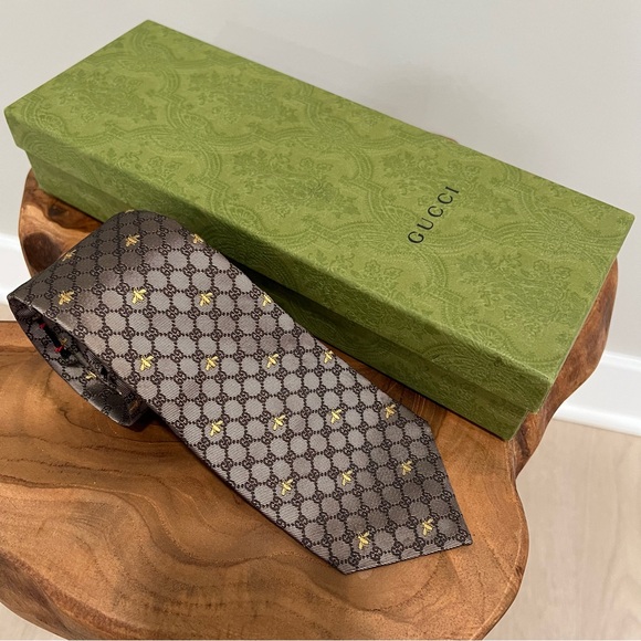 GUCCI Tie Silk BRW all-over men 545078 4E002 - Picture 1 of 8